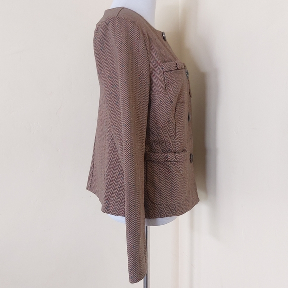 CAbi Brown Herringbone Pattern Penny Blazer Cotton Blend Jacket Womens Small - Picture 8 of 14